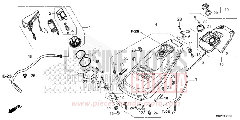 RESERVOIR A CARBURANT/POMPE A CARBURANT von NC750X DCT GRAND PRIX RED (R380) von 2021